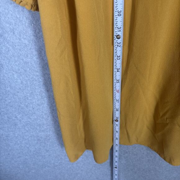 Old Navy Dress XXL Midi Mustard Ruffle Boho Peasant Flowy Puff Festival Western - Picture 5 of 10